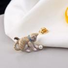 Faux Pearl Cat Brooch As Shown In Figure - One Size