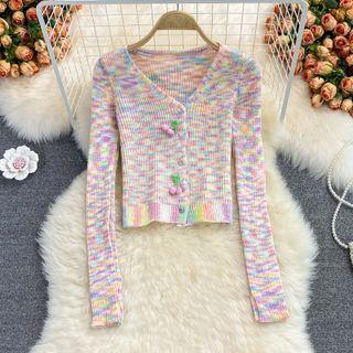 Melange Knit Cardigan Purple - One Size