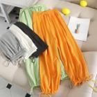 High-waist Bow Lace-up Gathered Cuff Pants