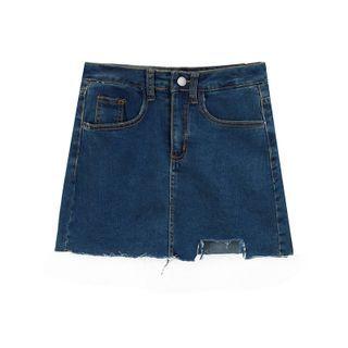 Frayed   Denim Skirt