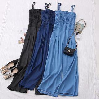 Smocked Sleeveless Wide Playsuit