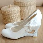Cutout Heart Accent Patent Wedge Pumps