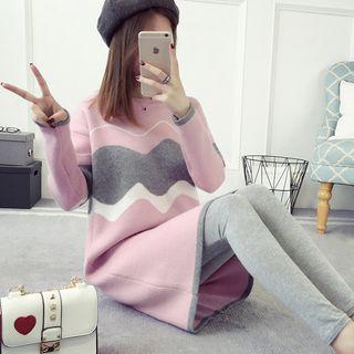 Wavy Striped Long Sweater