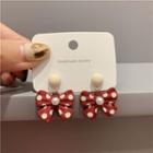 Bow Polka Dot Alloy Dangle Earring 1 Pair - Red - One Size