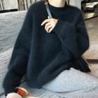Long-sleeve Plain Fleece Sweater