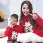 Family Matching Cat Embroidered Sweater
