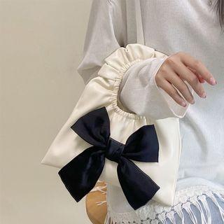 Ribbon Faux Leather Hand Bag