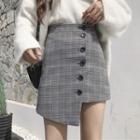 Plaid Asymmetric-hem A-line Skirt