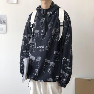 Couple Matching Face Print Overhead Light Jacket