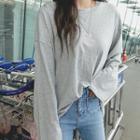 Backless Long-sleeve T-shirt Gray - One Size