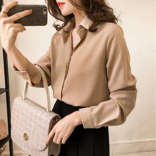Chiffon Hidden-placket Shirt