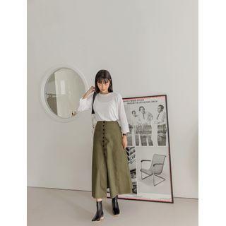 Button-up A-line Maxi Skirt