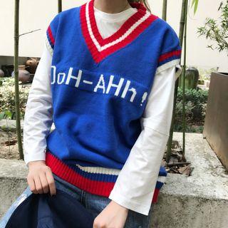 Lettering Long-sleeve Loose-fit Shirt