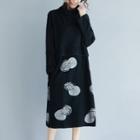 Mock Turtleneck Printed Midi Pullover Dress