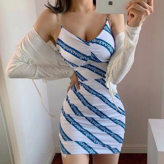 Spaghetti Strap Striped Mini Bodycon Dress