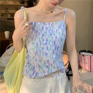 Print Camisole Top Lavender Print - White - One Size