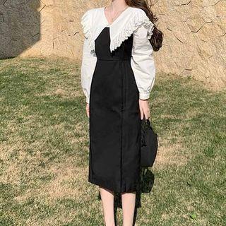 Lace Trim Blouse / Overall Dress