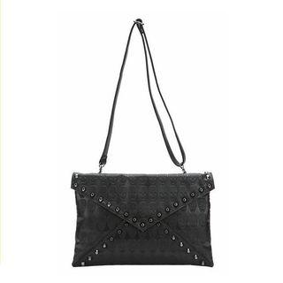 Studded Skull Embossed Clutch With Shoulder Strap