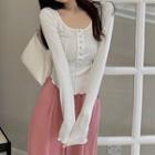 Long-sleeve Henley T-shirt / Wide Leg Pants