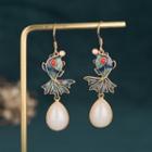 Goldfish Faux Gemstone Alloy Dangle Earring Cp261 - Gold & Blue - One Size