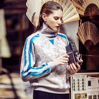 Striped Lace Sweatshirt