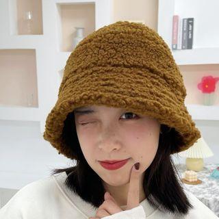 Faux Shearling Bucket Hat Brown - M