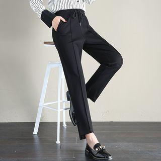 Cropped Knit Straight Cut Pants