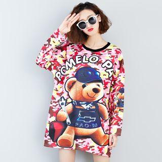 Long-sleeve Camo T-shirt Dress