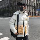 Hooded Lettering Zip Puffer Jacket