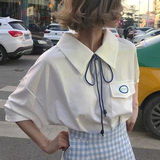 Tie Neck Short-sleeve Polo Shirt