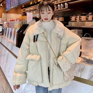 Collared Buckled Padded Zip Jacket