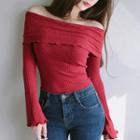 Lettuce Edge Long-sleeve Off-shoulder Top