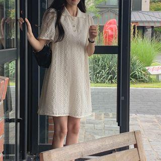 Full Lace Polo Shirtdress Ivory - One Size