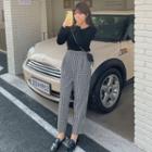 Gingham Straight Leg Cropped Pants