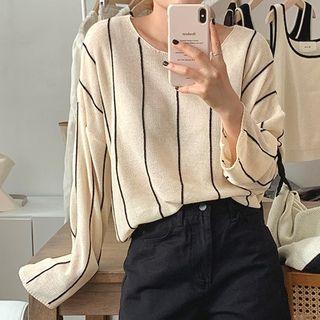 Striped Knit Top Almond - One Size