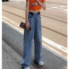 High-waist Wide-leg Jeans As Shown In Figure - One Size