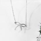 925 Sterling Silver Ribbon Charm Necklace Silver - One Size