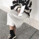 Plain Pleated Knit Midi-skirt