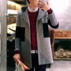 Color Panel Hooded Long Coat