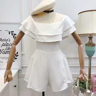 Ruffle-layered Boatneck Playsuit