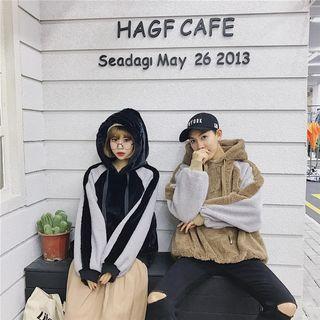 Couple Matching Fleece Panel Long-sleeve Hoodie