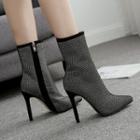 Rhinestone Stilettos-heel Short Boots
