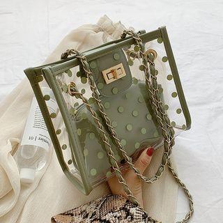 Set : Clear Chain Crossbody Bag + Pouch