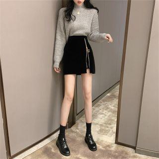 High-waist Asymmetric Zipped Detail Mini Skirt