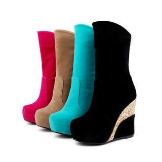 Sequined Wedge Boots