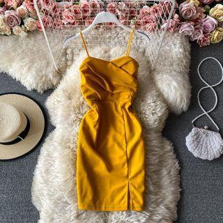 Spaghetti-strap Slit Bandeau Dress