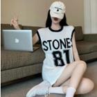 Sleeveless Two-tone Lettering Tank Dress