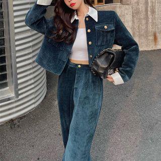 Pocket Detail Jacket / Wide Leg Pants
