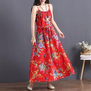 Flower Print Spaghetti Strap Maxi Dress