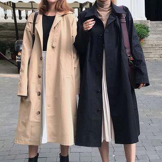 Single Breasted Trench Coat / Pleated Midi Skirt